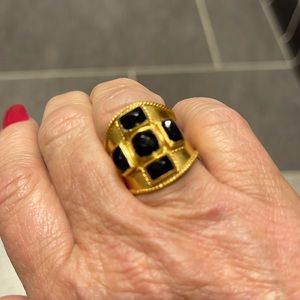 Julie VOS Savory gold and black statement ring size 7